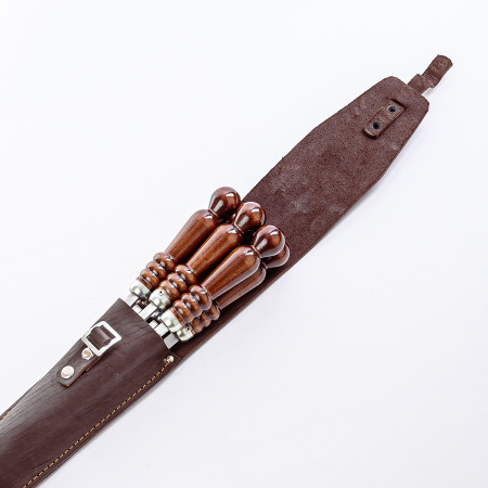 A set of skewers 670*12*3 mm in brown leather case в Казани