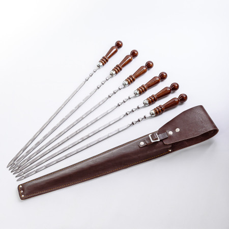A set of skewers 670*12*3 mm in brown leather case в Казани